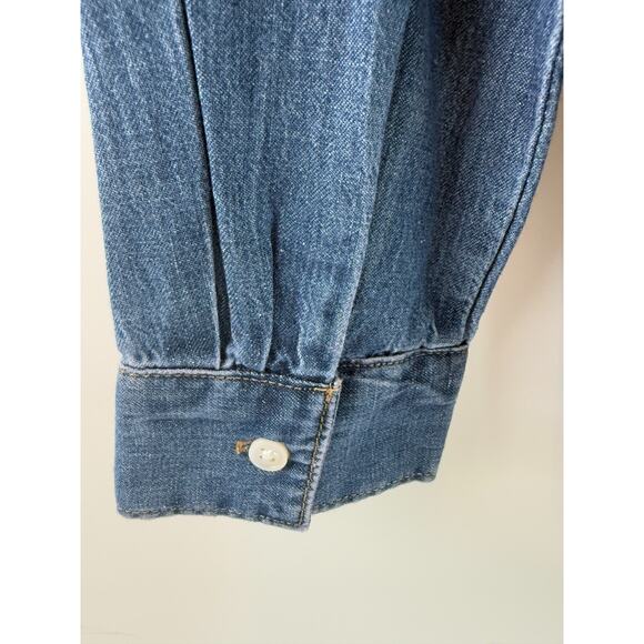 Levi's Women's Odessa Long Sleeve Relaxed Fit Button Up Blue Shirt Size XL - Picture 5 of 14